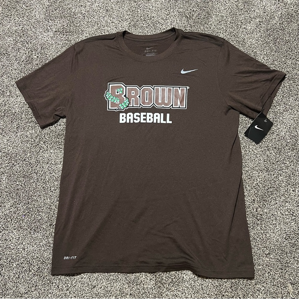 Nike Men’s XL Brown University Baseball Dri-FIT T-Shirt Bear Logo Brown